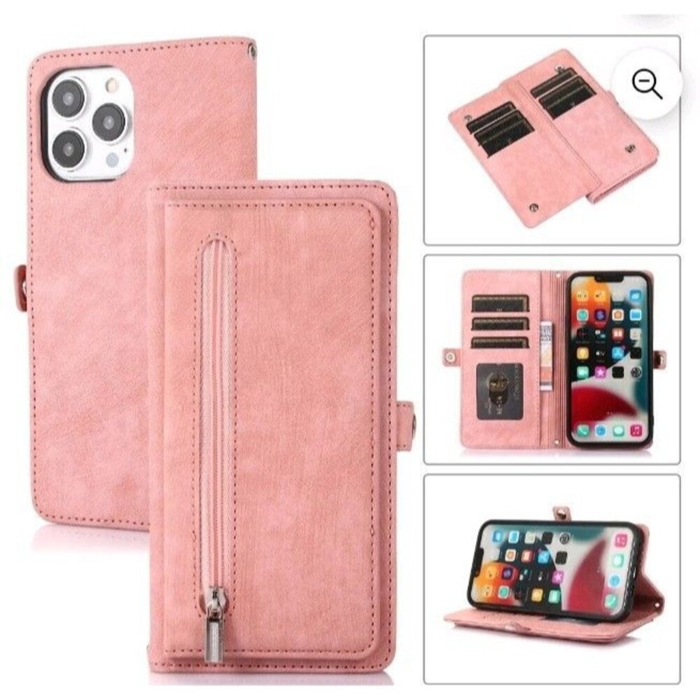 Vegan Leather Phone Wallet Carrier Case  Blush Pink. IPhone   6.7 " No Strap